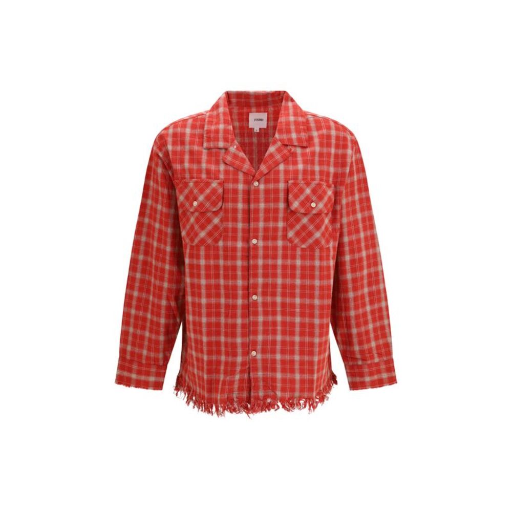 Found Men Raw-Cut Fringe Plaid Shirt